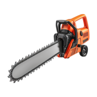 Powerful Orange and Black Chainsaw with Sharp Teeth and Durable Design for Efficient Cutting png
