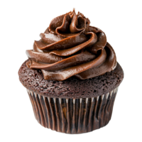 A Delicious Chocolate Cupcake with Swirled Frosting A tempting treat perfect for chocolate lovers png