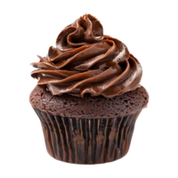 Delicious Chocolate Cupcake with Swirled Frosting A Tempting Treat for Chocolate Lovers png