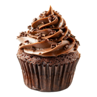 Delicious Chocolate Cupcake with Swirled Frosting and Chocolate Sprinkles A tempting treat for chocolate lovers png