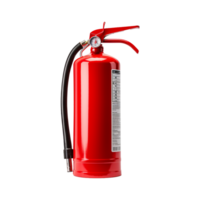 A Detailed View of a Red Fire Extinguisher Ready for Use in Emergency Situations png
