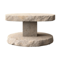 Unique Stone Coffee Table with Two Round Tops and a Square Centerpiece png