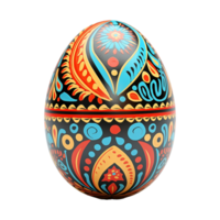 A Vibrant Hand Painted Easter Egg with Intricate Floral Design and Bold Colors png