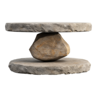 Stone Balancing Act A Rustic Display of Natural Elements on Two Rough Stone Slabs png