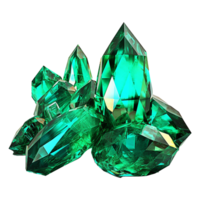 Stunning Cluster of Vibrant Green Emerald Crystals Precious Gemstones Sparkling Facets png