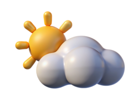 A 3D Render of a Cute Cartoon Sun and Cloud Partly Cloudy Weather Icon Illustration png