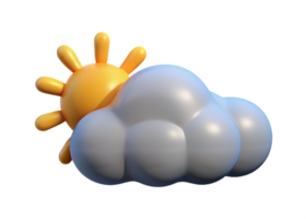Cartoon Sun and Cloud 3D Render Sunny Day Weather Icon Cute Illustration png