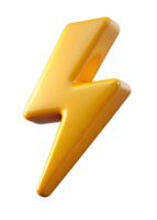 Three Dimensional Yellow Lightning Bolt Icon Digital Rendering Graphic Design png