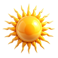 Bright Yellow Sun with Pointed Rays 3D Render Illustration Graphic Design Element png
