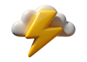 3D Render of a Yellow Lightning Bolt in a White Cloud A Stunning Visual Representation of Power and Energy png