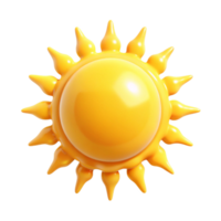A 3D Render of a Cartoon Sun with Pointed Rays Bright Yellow Summertime Icon png