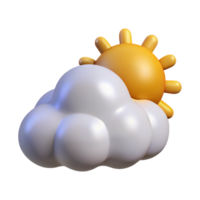 3D Render of a Cartoon Sun Behind a Puffy White Cloud Weather Icon Graphic Design Element png