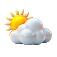 3D Render of Partly Cloudy Sunny Day Weather Icon Cartoon Style png