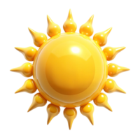A vibrant 3D rendering of a cartoon sun with pointed rays png