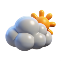 Cartoon 3D Render of Partly Cloudy Sunny Day Weather Icon Illustration png