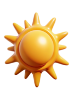 A 3D Render of a Cute Cartoon Sun with Spiky Rays and a Shiny Orange Color png