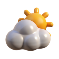 Adorable 3D Render of a Sun and Cloud Partly Sunny Weather Icon Cartoon Style png