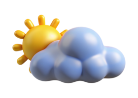Cartoon Sun and Cloud 3D Render Bright Sunny Day Weather Icon Digital Art png
