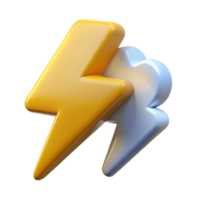 3D Render of Yellow Lightning Bolt and White Cloud Representing Fast Cloud Computing and Speed png