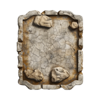 Ancient Stone Tablet with Cracked Surface and Embedded Rocks, Game UI Asset, Rough Texture, Aged Appearance, Fantasy Design Element png