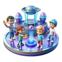 stunning artistic A Group of Children Playing with Hologra original png