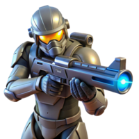 impressive classic A Futuristic Soldier in Power Armor Aim detailed png