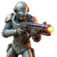 impressive rustic A Futuristic Soldier in Power Armor Aim professional png