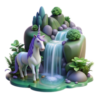 wonderful modern A Serene Unicorn Drinking from a Waterf high resolution png
