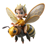 beautiful traditional A Mischievous Pixie Riding a Giant Bumbleb original png