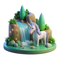 stunning artistic A Serene Unicorn Drinking from a Waterf exclusive png