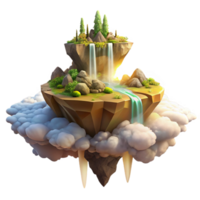 dramatic classic A Floating Island with Waterfalls Casc authentic png