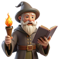 vibrant artistic A Wise Old Wizard Casting a Spell from A detailed png
