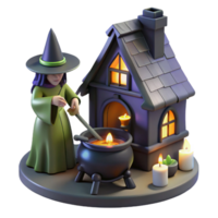 impressive modern A Mysterious Witch Brewing a Potion in A authentic png