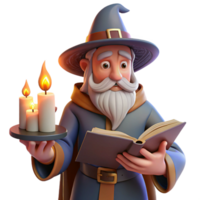 vibrant classic A Wise Old Wizard Reading a Spellbook in H authentic png