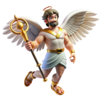 serene rustic Hermes Messenger of the Gods Wearing Win high quality png