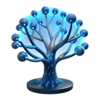 vibrant artistic A Bioluminescent Tree with Data Flowing detailed png