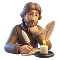 extraordinary abstract Portrait of a Writer with a Quill and Par exclusive png