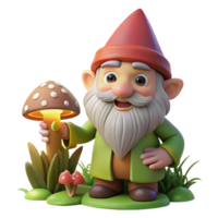 impressive rustic Portrait of a Mischievous Gnome with a Poi detailed png