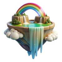 beautiful minimalist A Floating Island with Waterfalls Cascadi high resolution png
