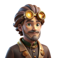 vibrant modern Portrait of a Steampunk Inventor with Go genuine png