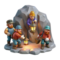 dramatic minimalist A Group of Dwarves Mining for Gems in A genuine png