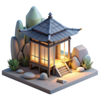 wonderful rustic Japanese Tea House Nestled in a Zen Garde authentic png