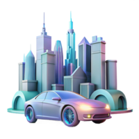 extraordinary minimalist A Self Driving Car Navigating a Futuristi detailed png