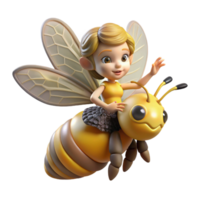 elegant minimalist A Mischievous Pixie Riding a Giant Bumbleb high resolution png