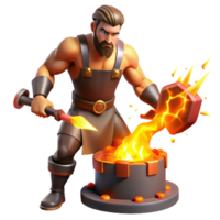 impressive creative Hephaestus Forging Lightning Bolts in Hi high resolution png