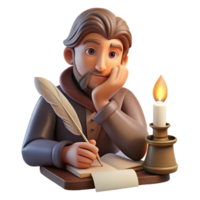 dramatic abstract Portrait of a Writer with a Quill and Par png