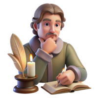 stunning abstract Portrait of a Writer with a Quill and Par authentic png