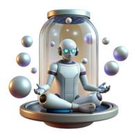 serene contemporary A Lone Cyborg Meditating in a Zero Gravi authentic png