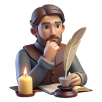 beautiful abstract Portrait of a Writer with a Quill and Par png