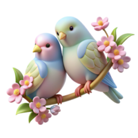 serene rustic A Pair of Lovebirds Perched on a Flowerin authentic png